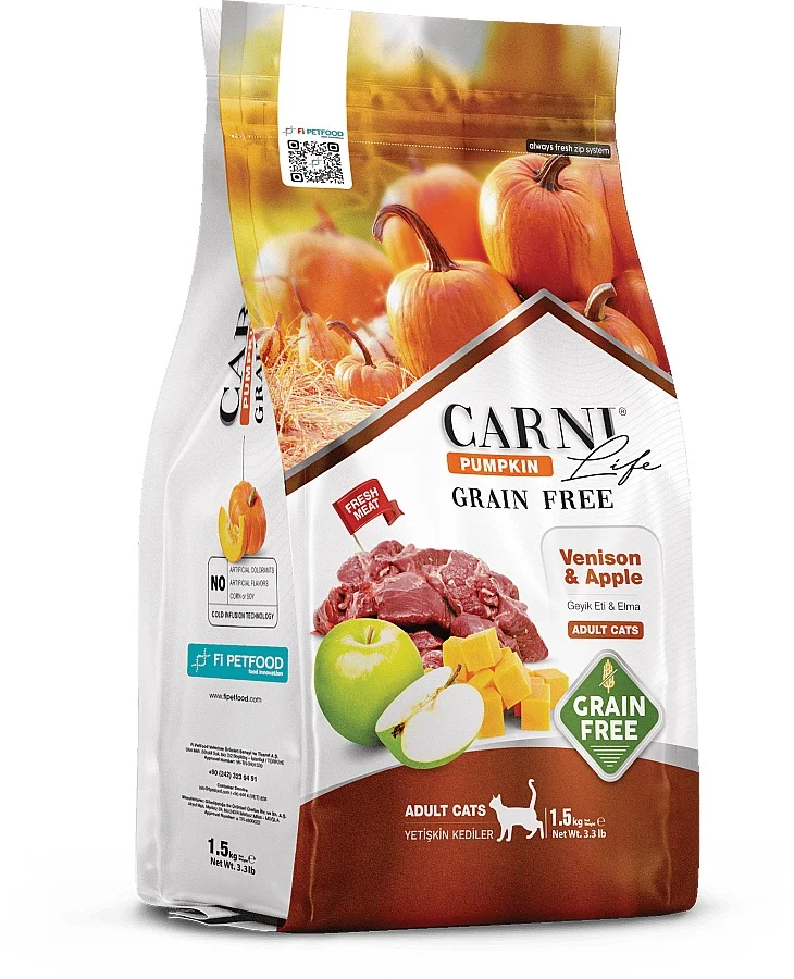 Carni Life Pumpkin Tahılsız Geyik Etli & Elmalı Yetişkin Kedi Maması 5kg