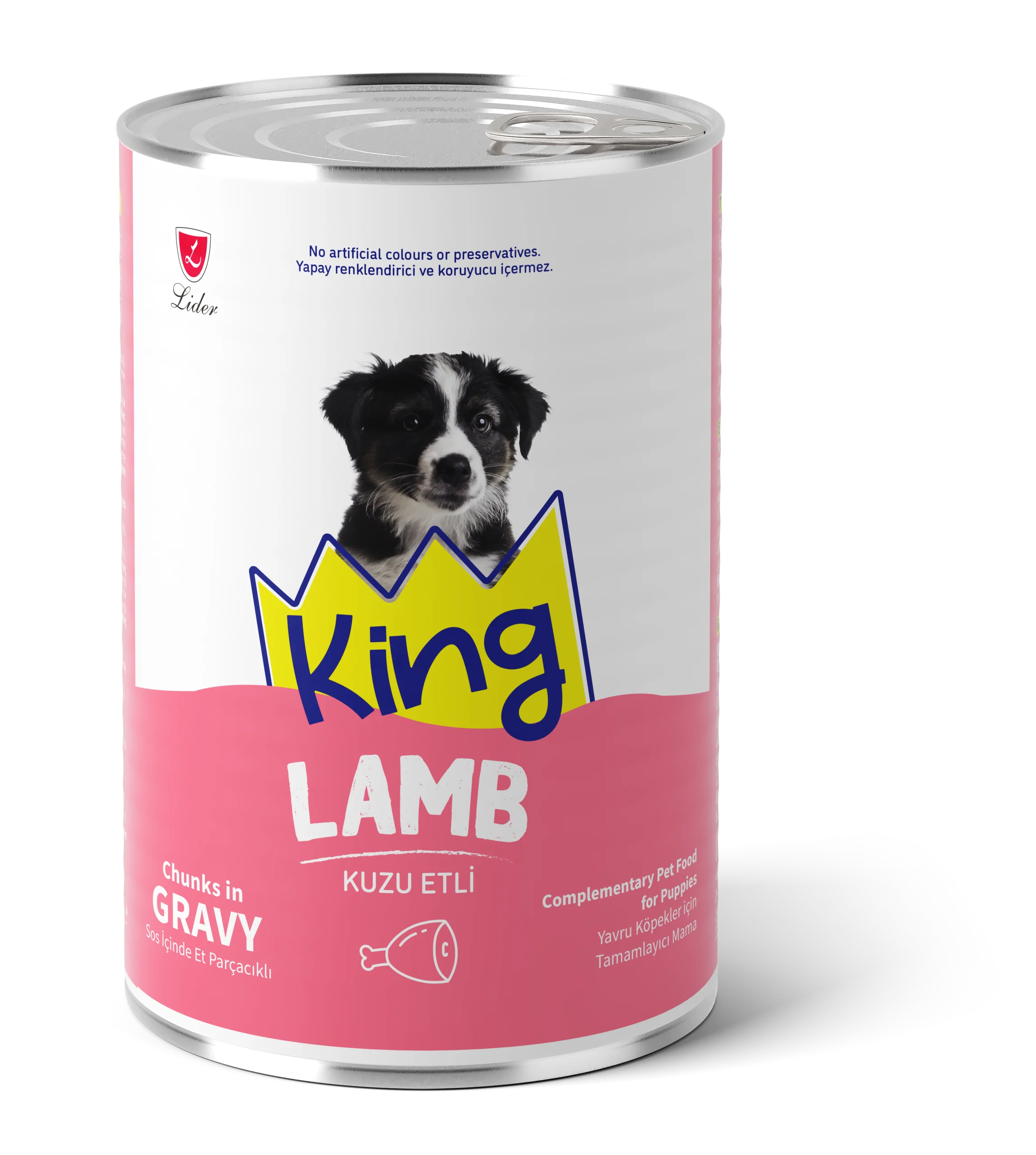 King Konserve Sos İçinde Et Parçacıklı Kuzu Etli Yetişkin Köpek Maması 400 g