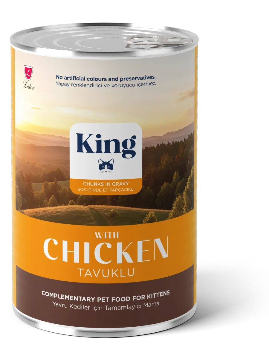 King Konserve Sos İçinde Et Parçacıklı Tavuklu Yavru Kedi Maması 400 g