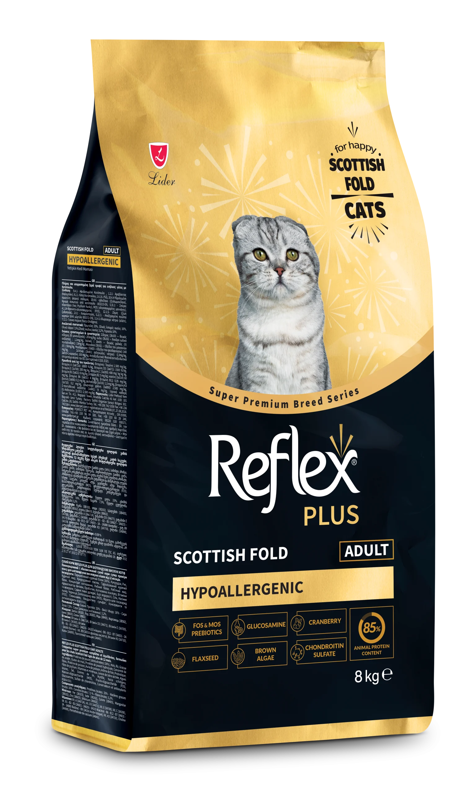 Reflex Plus Scottish Fold Hipoalerjenik Yetişkin Kedi Maması 8 kg