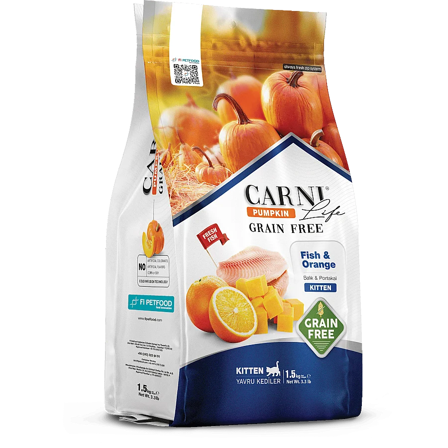 Carni Life Pumpkin Kitten Tahılsız Balık Etli & Portakallı Yavru Kedi Maması 10 Kg