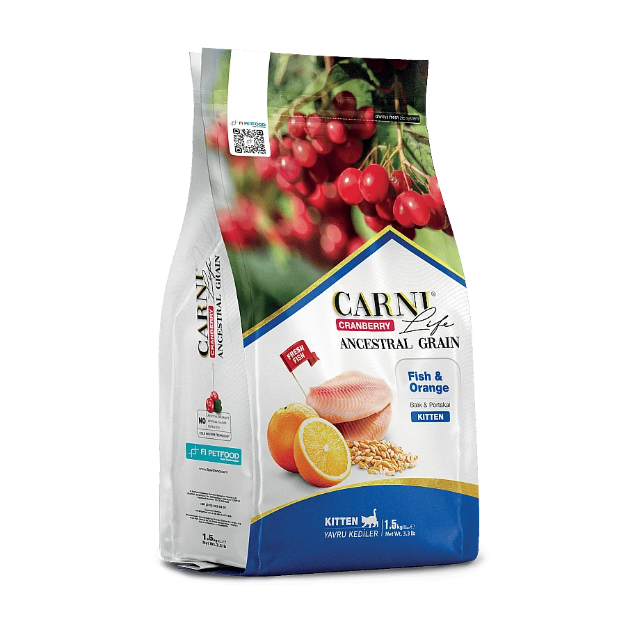 Carni Life Cranberry Ancestral Grain Kitten Balık Etli & Portakallı Yavru Kedi Maması 10 Kg