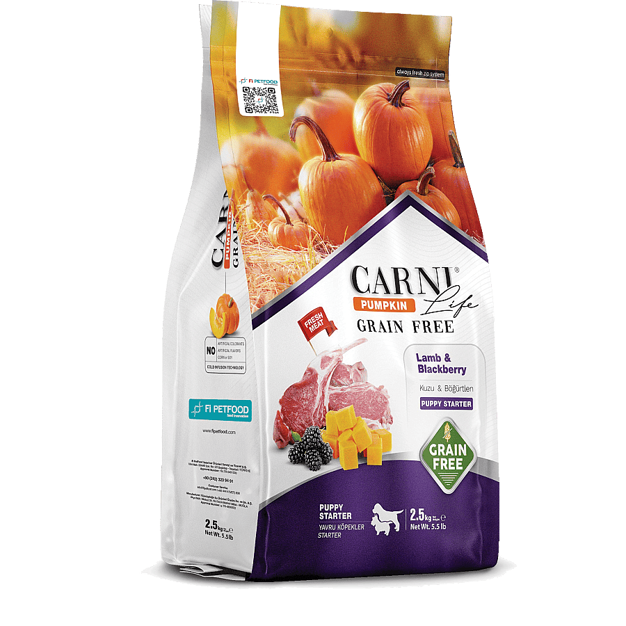 Carni Life Pumpkin Tahılsız Kuzu Etli & Böğürtlenli Puppy Starter Yavru Köpek Maması 7 Kg