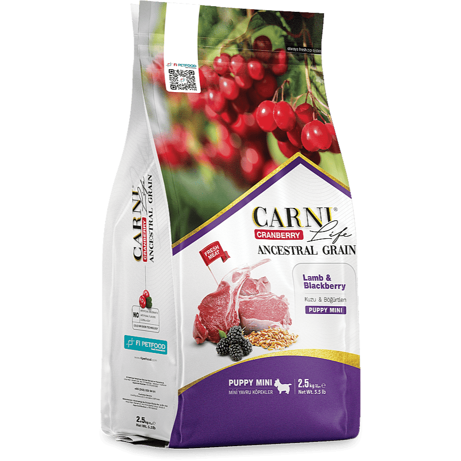 Carni Life Cranberry Ancestral Grain Puppy Mini Kuzu Etli & Böğürtlenli Yavru Köpek Maması 2,5 Kg