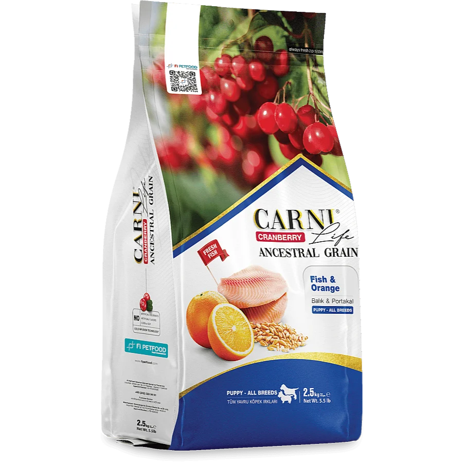 Carni Life Cranberry Ancestral Grain Puppy Balık Etli & Portakallı Tüm Irklar Yavru Köpek Maması 12Kg