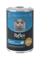 REFLEX PLUS JÖLE İÇİNDE ET PARÇACIKLI ALABALIKLI VE TON BALIKLI YETİŞKİN KEDİ MAMASI 400 G