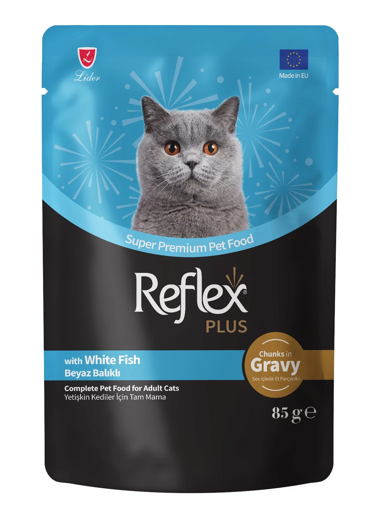 Reflex Plus Kedi Maması Beyaz Balıklı Soslu Pouch 85 G