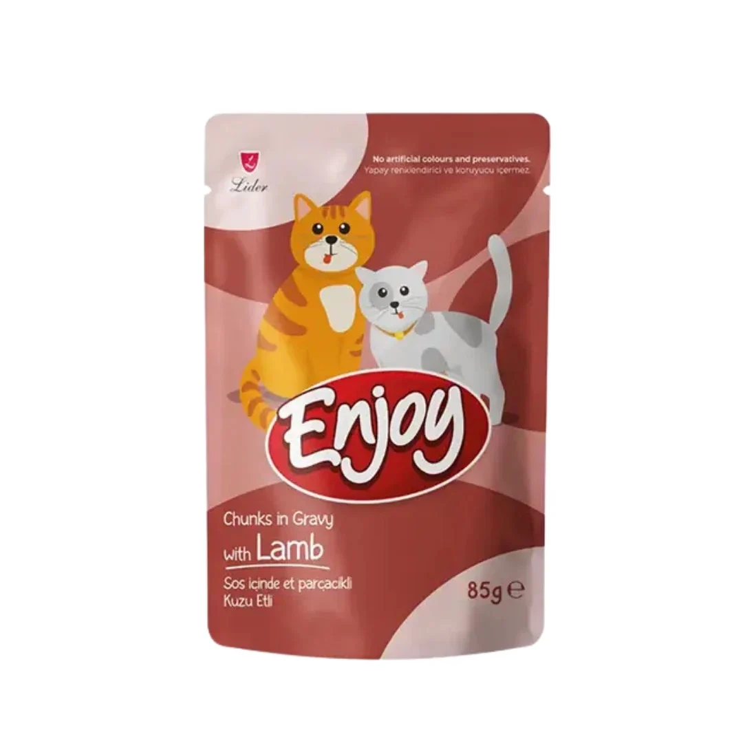 njoy Pouch Sos İçinde Kuzu Etli Yetişkin Kedi Maması 85 G