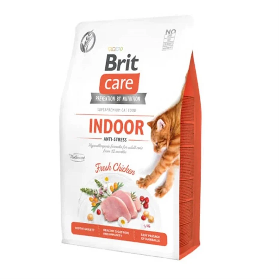 Brit Care Indoor Hypo-Allergenic Stres Azaltıcı Ev Kedileri için Tahılsız Yetişkin Kedi Maması 2kg