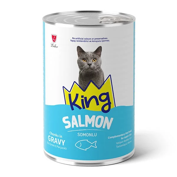 King Sos İçinde Somonlu Yetişkin Kedi Konservesi 400g