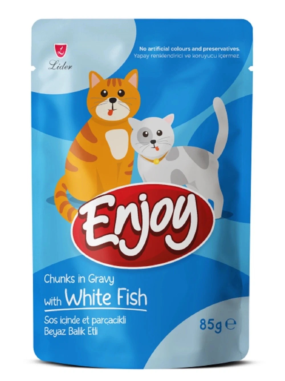Enjoy Sos İçinde Et Parçacıklı Beyaz Balık Etli Kedi Yaş Maması85 G