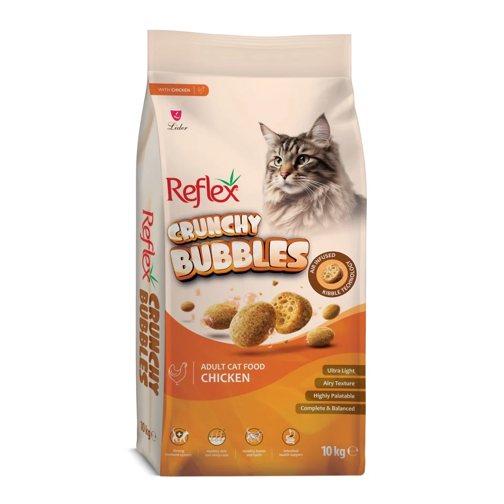 REFLEX CRUNCHY BUBBLES TAVUKLU YETİŞKİN KEDİ MAMASI 10 KG