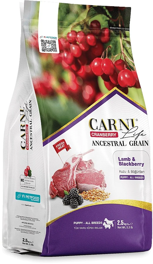 CARNI LIFE CRANBERRY KUZU ETLİ BÖĞÜRTLENLİ YAVRU KÖPEK MAMASI 2.5 KG
