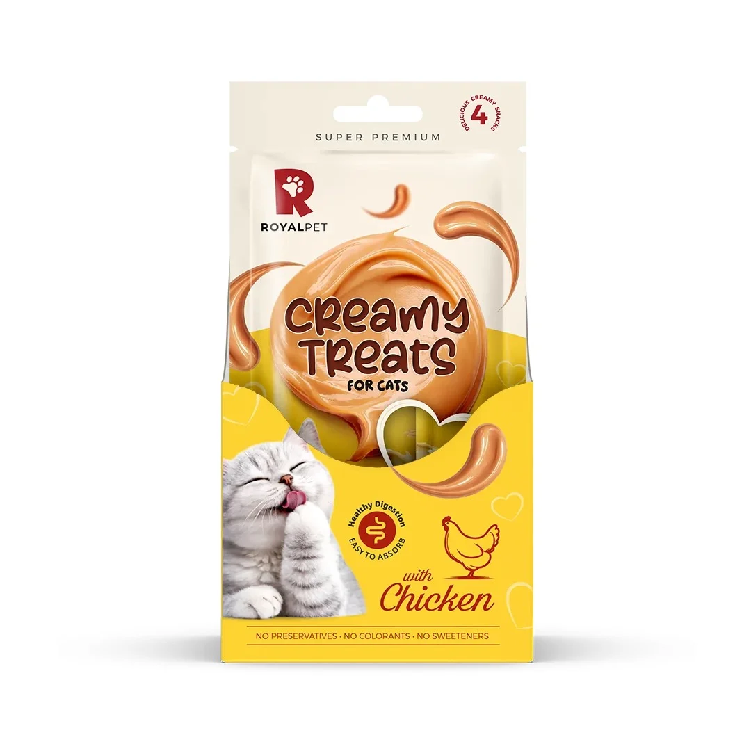 ROYALPET KEDİLER İÇİN TAVUKLU KREMA ÖDÜL MAMASI 4X14GR