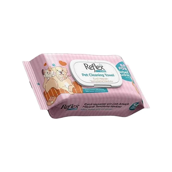 REFLEX CARE EVCİL HAYVANLAR İÇİN ÇOK AMAÇLI HİJYENİK TEMİZLEME HAVLUSU 50’Lİ