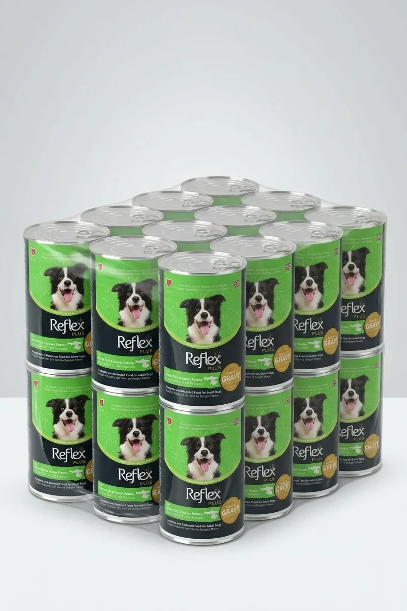 Reflex Plus Yetişkin Köpek Yaş Maması Beyaz Balıklı ve Tatlı Patatesli 400g x24Ad.