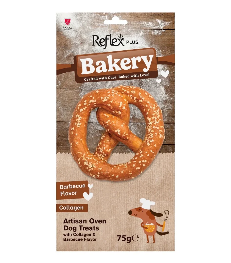 REFLEX PLUS BAKERY BARBEKÜ AROMALI KOLAJENLİ BREZEL ÇİĞNEMELİK KÖPEК ÖDÜL MAMASI 75 G