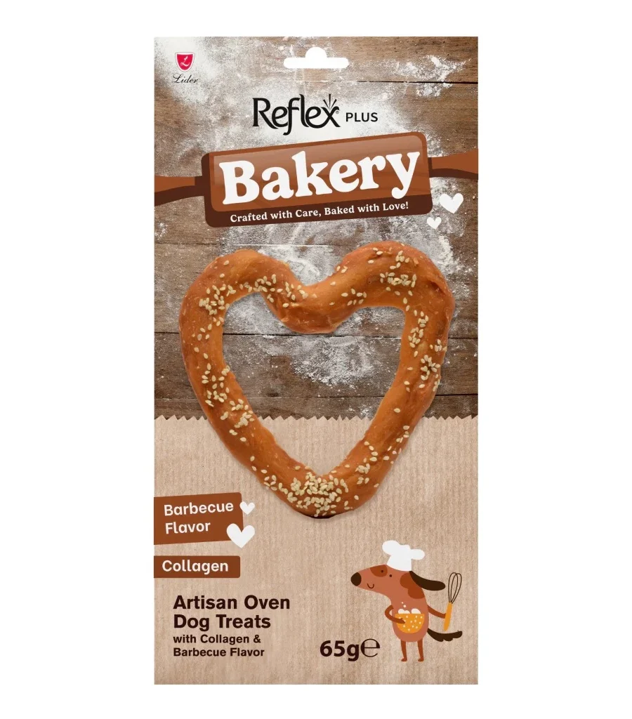 Reflex Plus Bakery Barbekü Aromalı Kolajenli Kalp Ekmek Köpek Ödül Mamasi 65g